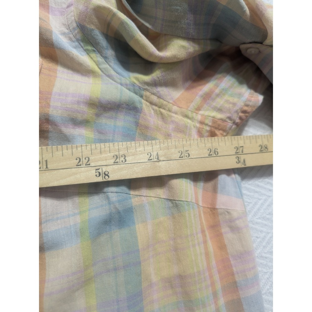 Lauren Ralph Lauren Shirt Womens 3X Pastel Plaid Linen Cotton Roll Tab - Picture 8 of 16